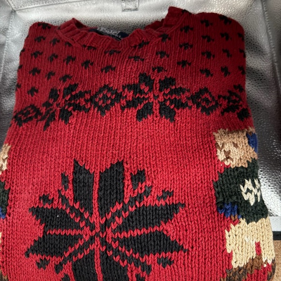 Ralph Lauren Red Crewneck Sweater with Skiing Bear Design - Picture 11 of 11
